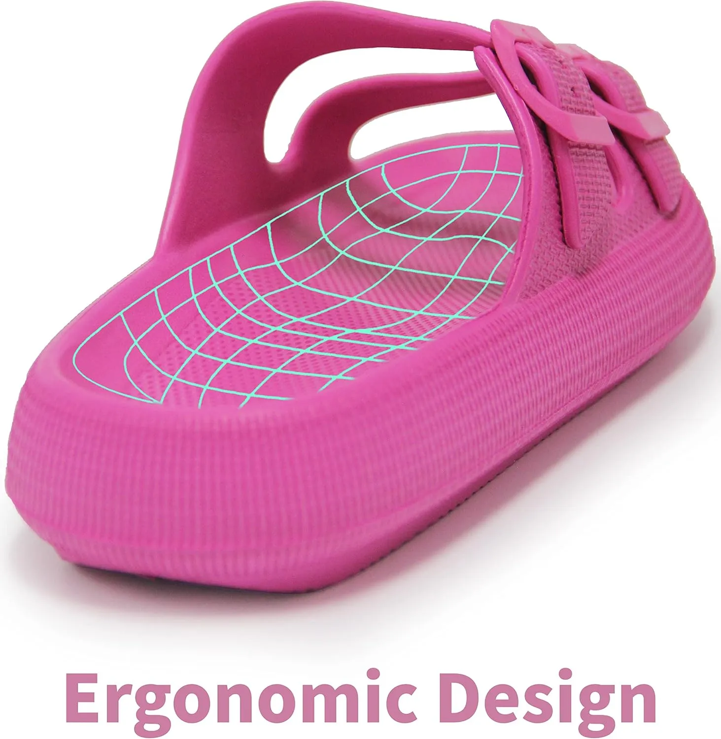 BenSorts Pillow Sandals for Women Men Thick Sole Adjustable Buckles EVA