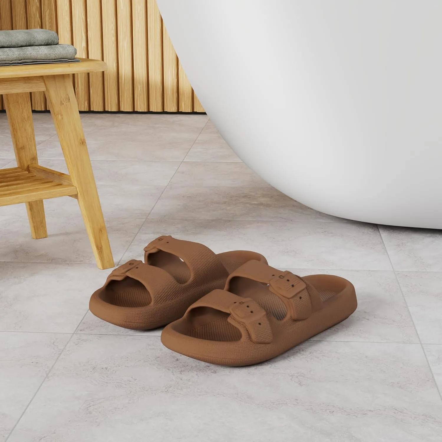 BenSorts Pillow Sandals for Women Men Thick Sole Adjustable Buckles EVA