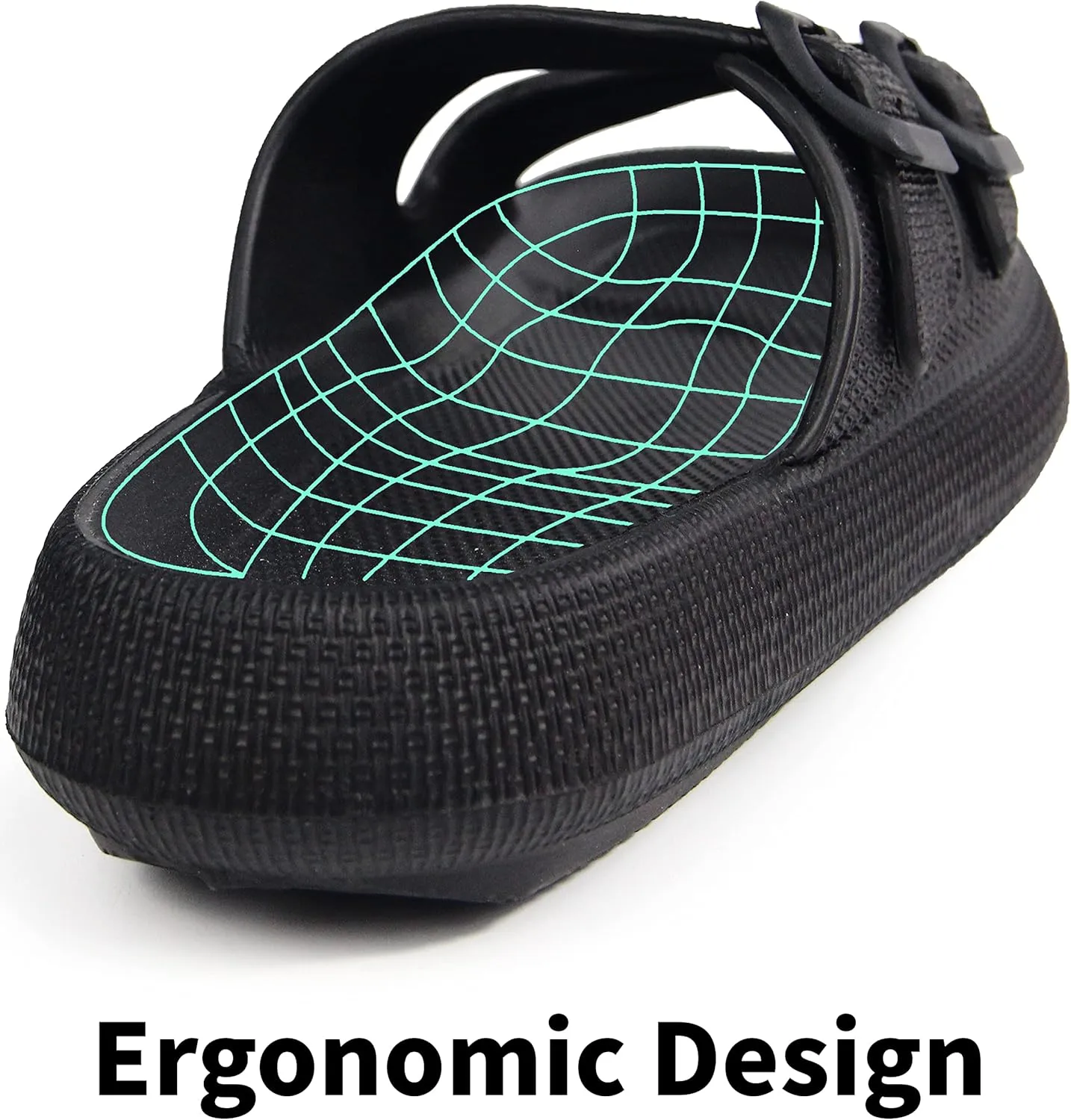BenSorts Pillow Sandals for Women Men Thick Sole Adjustable Buckles EVA