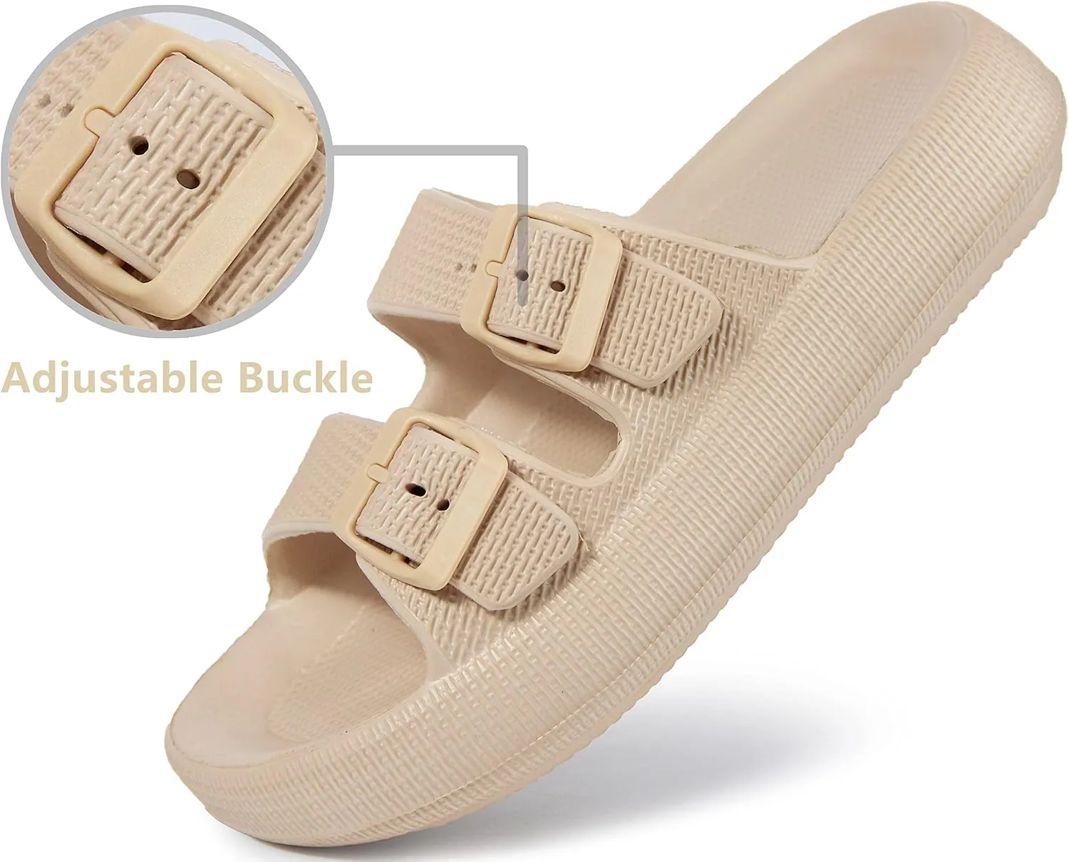 BenSorts Pillow Sandals for Women Men Thick Sole Adjustable Buckles EVA