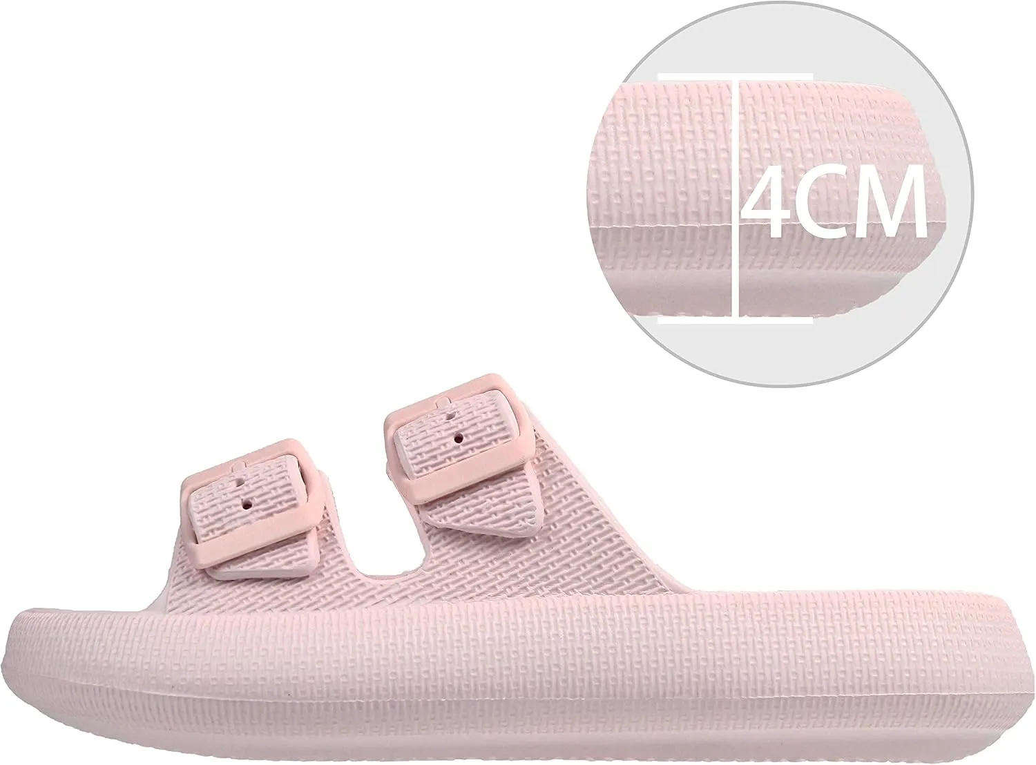BenSorts Pillow Sandals for Women Men Thick Sole Adjustable Buckles EVA