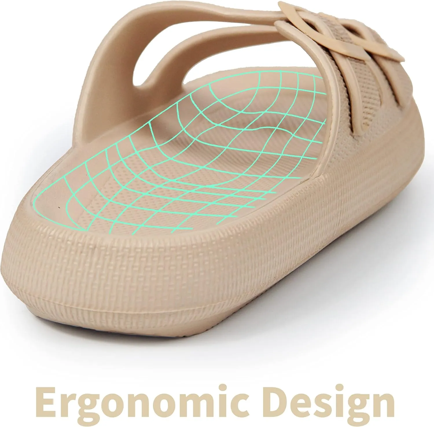 BenSorts Pillow Sandals for Women Men Thick Sole Adjustable Buckles EVA