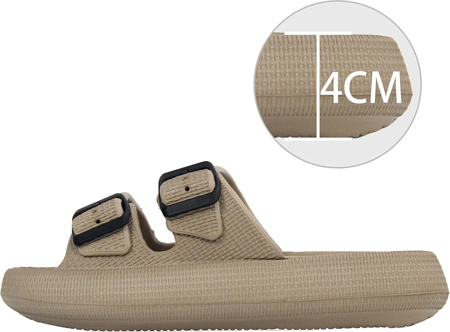 BenSorts Pillow Sandals for Women Men Thick Sole Adjustable Buckles EVA