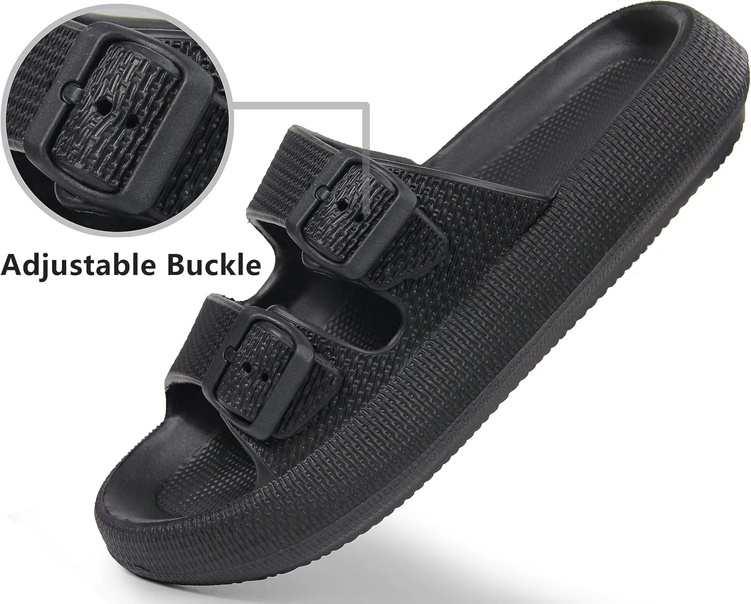 BenSorts Pillow Sandals for Women Men Thick Sole Adjustable Buckles EVA