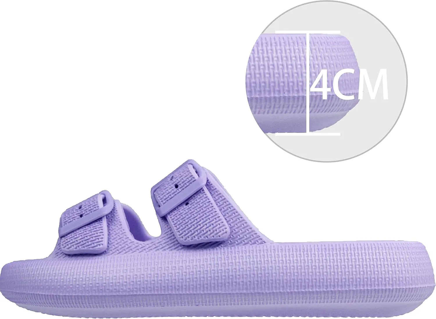 BenSorts Pillow Sandals for Women Men Thick Sole Adjustable Buckles EVA