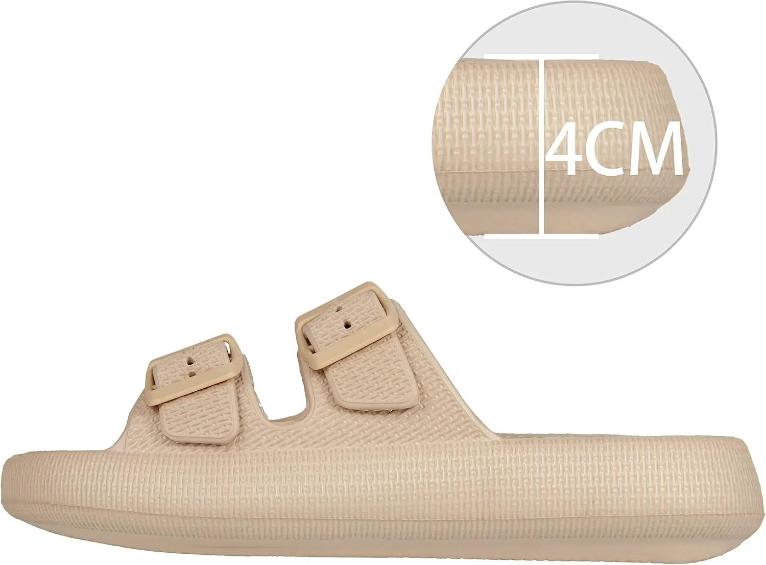 BenSorts Pillow Sandals for Women Men Thick Sole Adjustable Buckles EVA