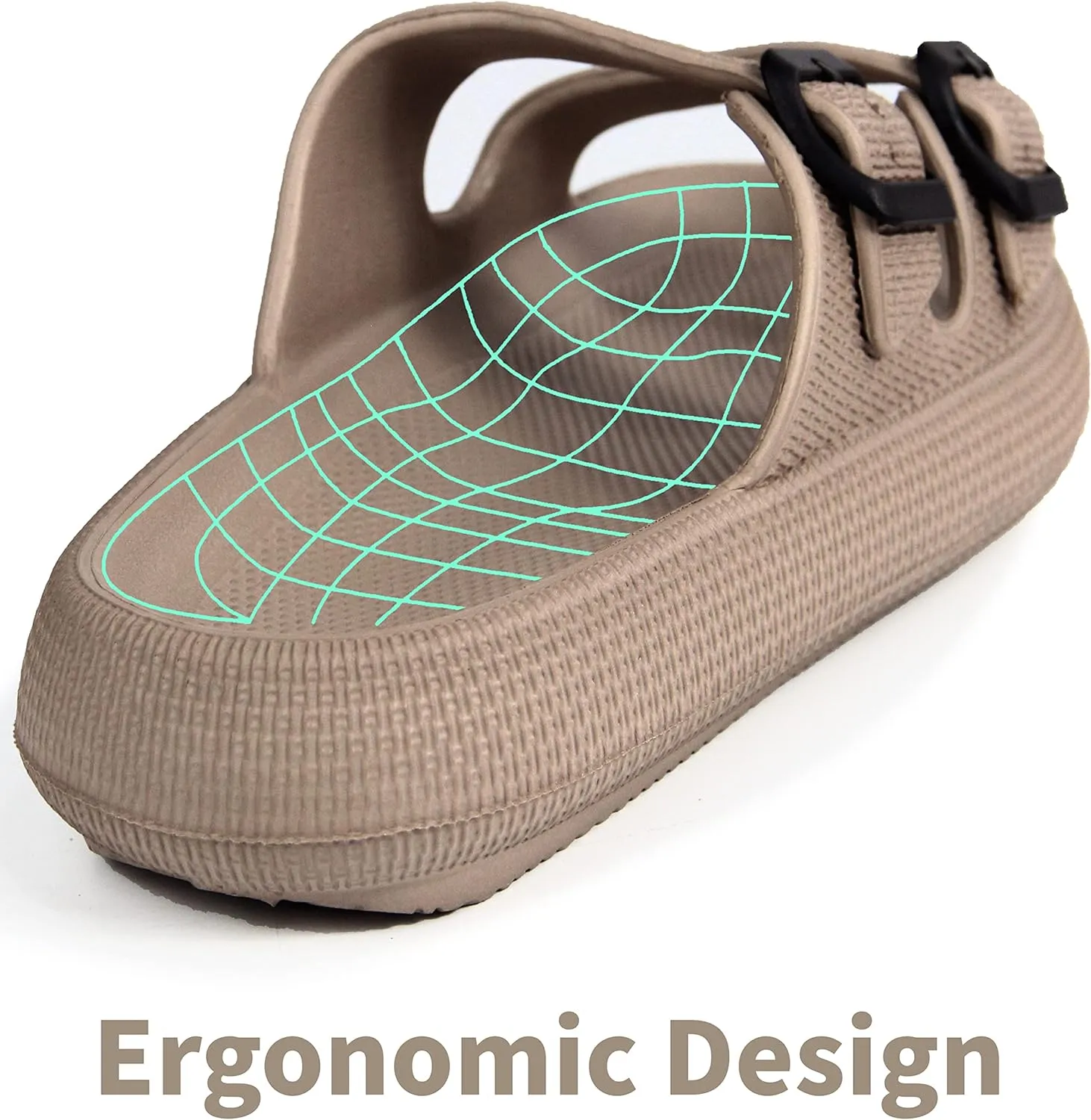 BenSorts Pillow Sandals for Women Men Thick Sole Adjustable Buckles EVA