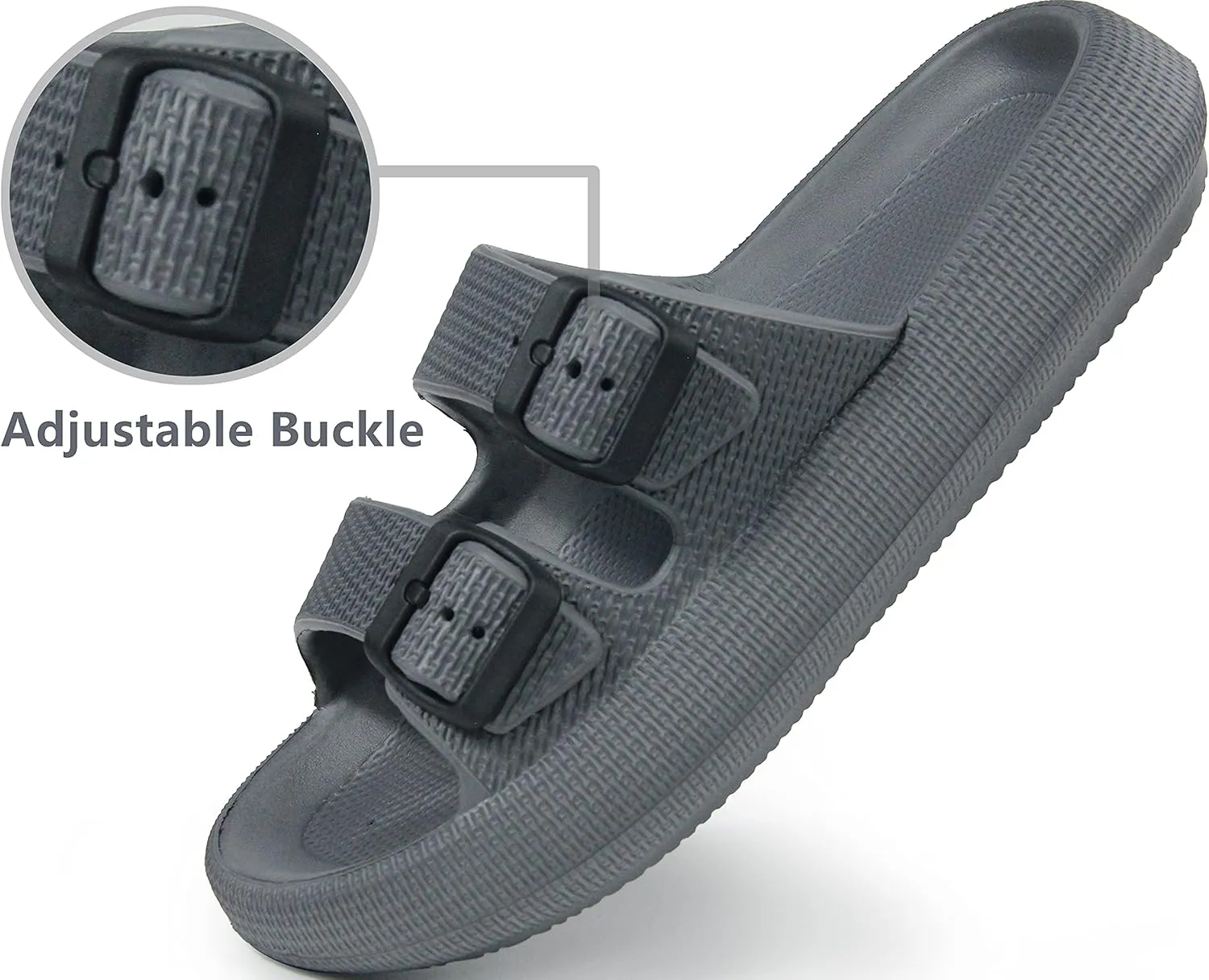 BenSorts Pillow Sandals for Women Men Thick Sole Adjustable Buckles EVA