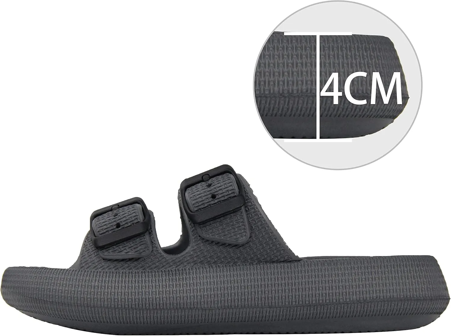 BenSorts Pillow Sandals for Women Men Thick Sole Adjustable Buckles EVA