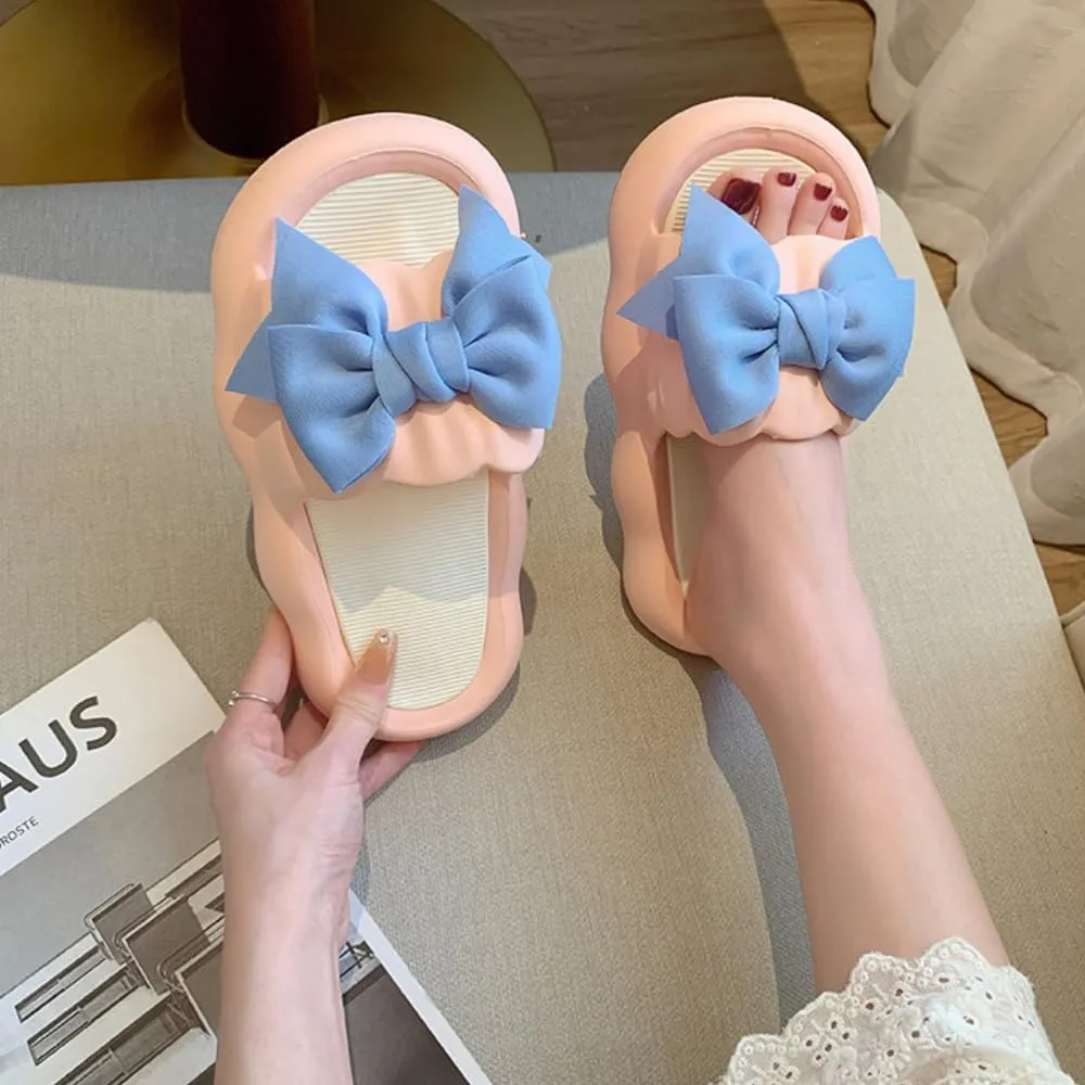 Bow Knot Slippers Women Cute Pillow Slipper Preppy Kawaii Cloud Slipper Y2K Comfy House Slides Shower Sandals Bathroom Shoes Slides Slipper Indoor Outdoor Home Slipper
