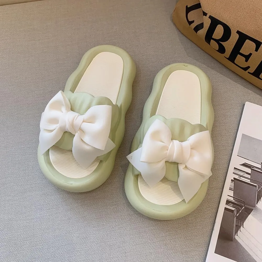 Bow Knot Slippers Women Cute Pillow Slipper Preppy Kawaii Cloud Slipper Y2K Comfy House Slides Shower Sandals Bathroom Shoes Slides Slipper Indoor Outdoor Home Slipper