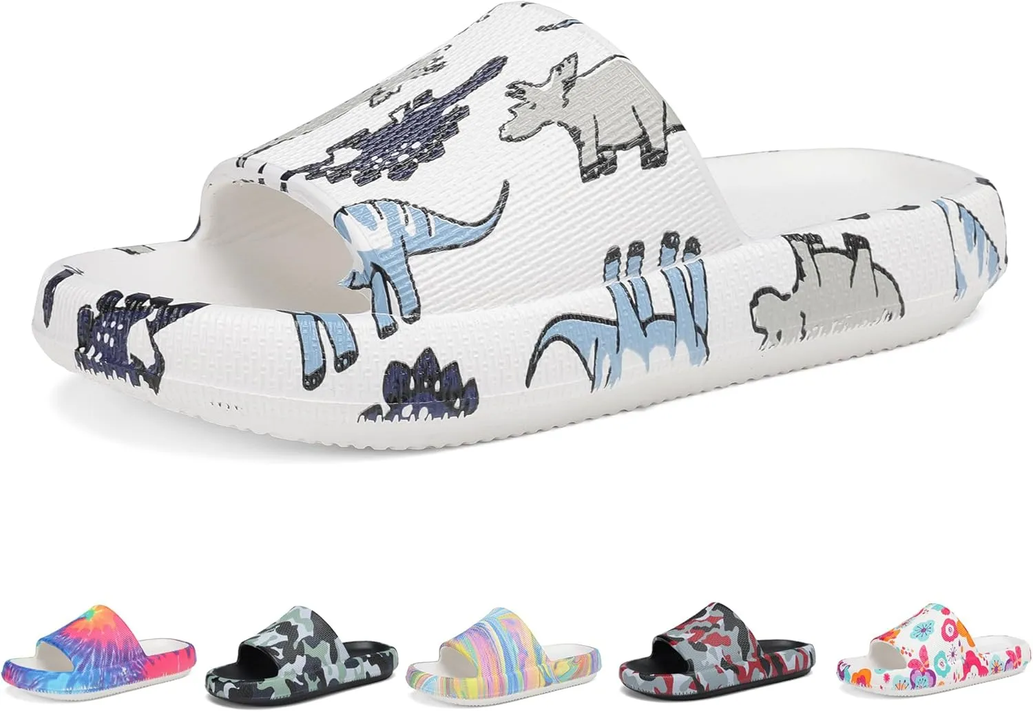 Boys and Girls Cloud Slides for Kids – Non-Slip Summer Slippers Lightweight Beach, Pool, and Indoor Shower Sandals