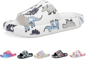 Boys and Girls Cloud Slides for Kids – Non-Slip Summer Slippers Lightweight Beach, Pool, and Indoor Shower Sandals