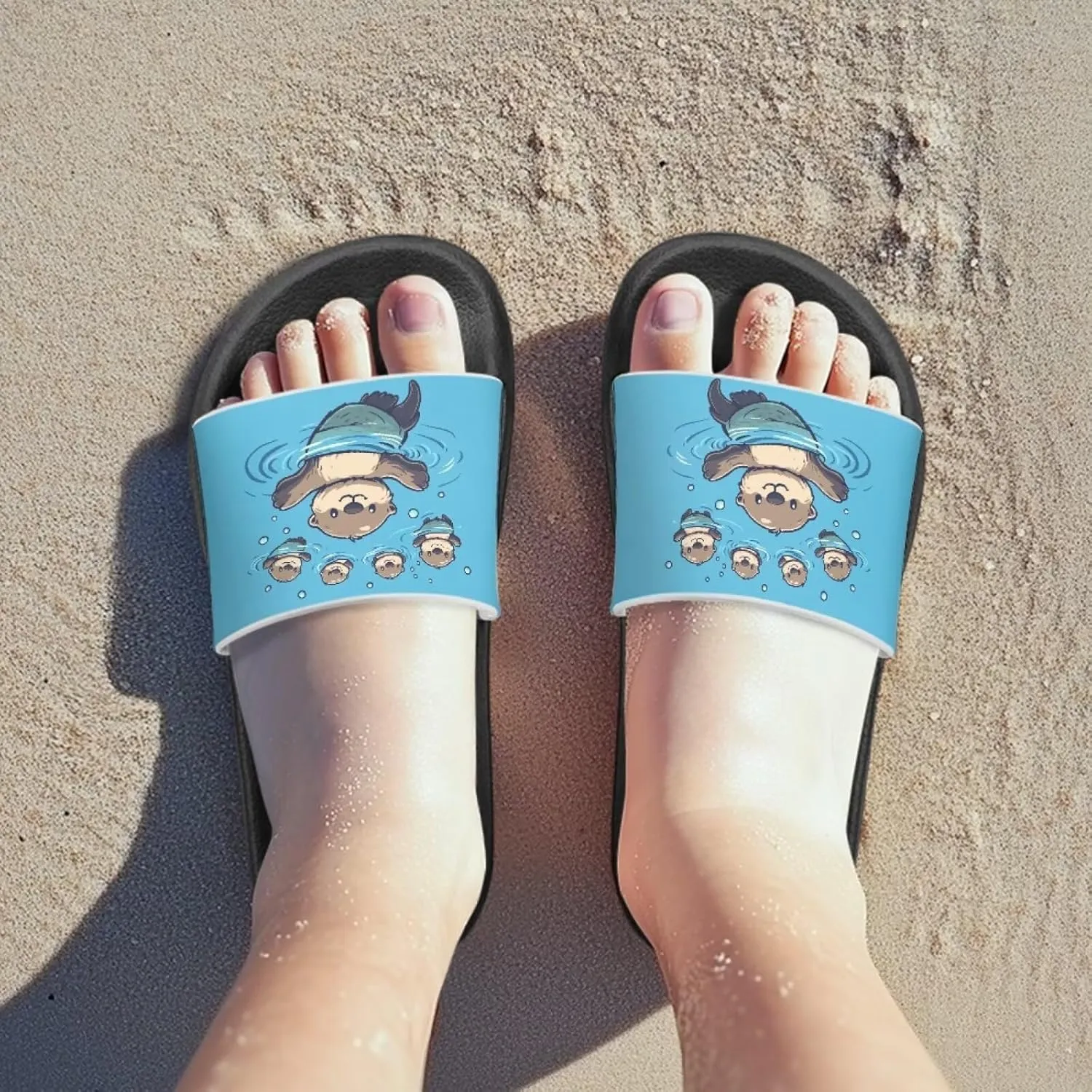 Boys Slides Kids Girls Slippers Blue Beach Sandals Cute Sea Animal Summer Shoes for Home Pool Gifts