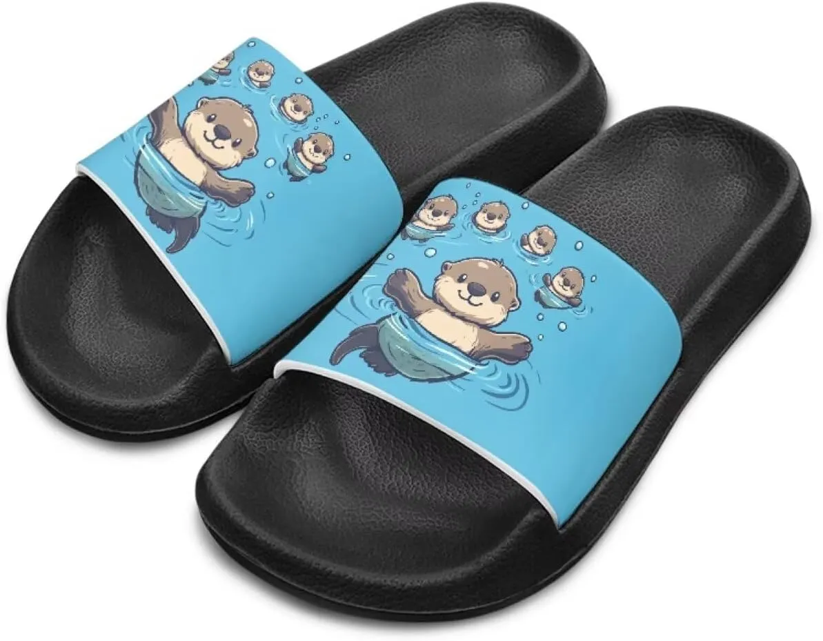 Boys Slides Kids Girls Slippers Blue Beach Sandals Cute Sea Animal Summer Shoes for Home Pool Gifts