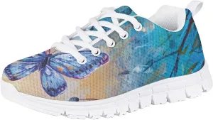 Butterfly Print Cute Tennis Shoes for Girls Nonslip Lightweight School Dance Athletic Running Shoes Kids Casual Sport Sneakers