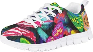 Butterfly Print Cute Tennis Shoes for Girls Nonslip Lightweight School Dance Athletic Running Shoes Kids Casual Sport Sneakers