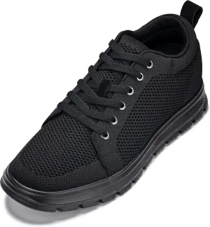CALTO Men's Invisible Height Increasing Elevator Casual Shoes - Black/Black Sole Light-Weight Lace-up Knitted Casual Sporty Sneakers - 2.4 Inches Taller - X2320 - Size 10 D(M) US