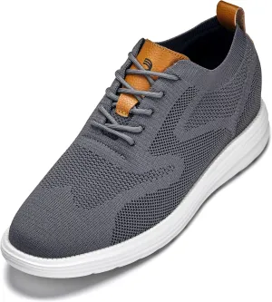 CALTO Men's Invisible Height Increasing Elevator Casual Shoes - Iron Gray/Brown Ultra Light-Weight Lace-up Knitted Casual Sporty Sneakers - 2.8 Inches Taller - X2636 - Size 11 D(M) US