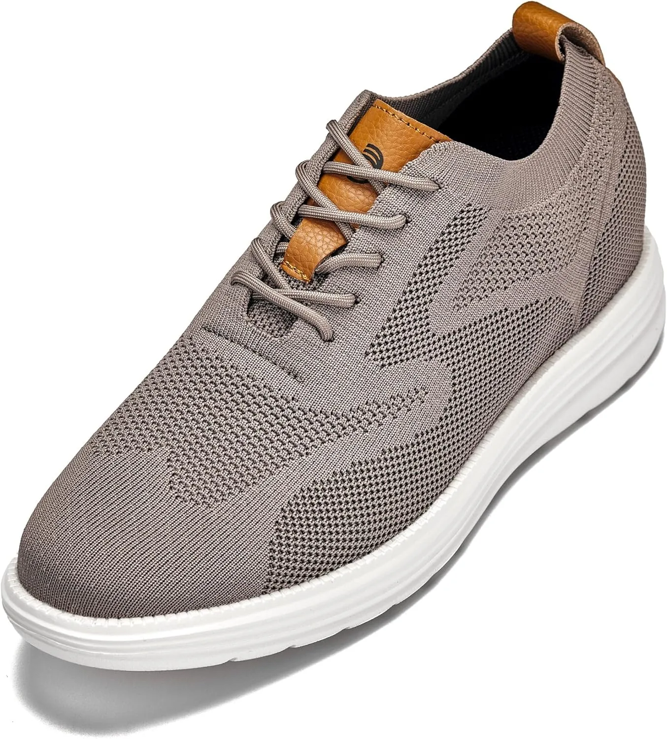CALTO Men's Invisible Height Increasing Elevator Casual Shoes - Khaki/Brown Ultra Light-Weight Lace-up Knitted Casual Sporty Sneakers - 2.8 Inches Taller - X2638 - Size 10 D(M) US