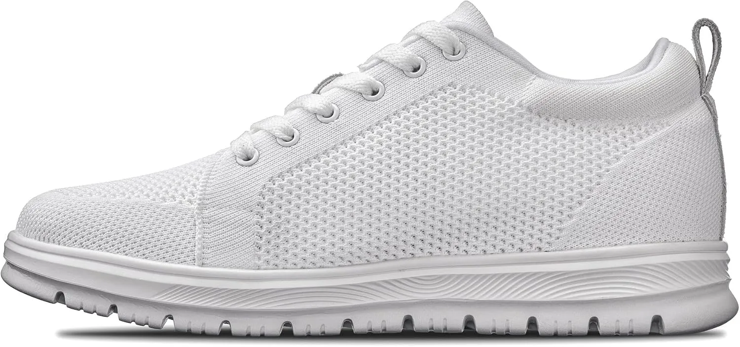CALTO Men's Invisible Height Increasing Elevator Casual Shoes - White/White Sole Light-Weight Lace-up Knitted Casual Sporty Sneakers - 2.4 Inches Taller - X2321 - Size 11 D(M) US