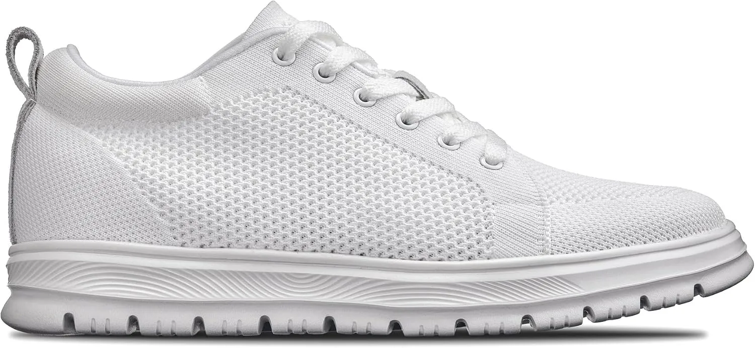 CALTO Men's Invisible Height Increasing Elevator Casual Shoes - White/White Sole Light-Weight Lace-up Knitted Casual Sporty Sneakers - 2.4 Inches Taller - X2321 - Size 11 D(M) US
