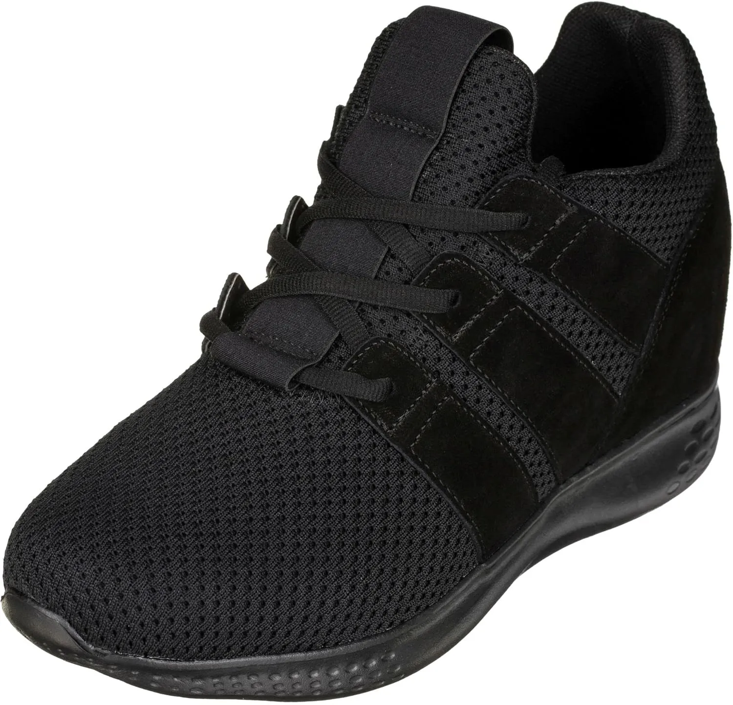 CALTO Men's Invisible Height Increasing Elevator Shoes - Black Mesh Super Lightweight Lace-up Sporty Trainer Sneakers - 3 Inches Taller - H1901 - Size 11 D(M) US