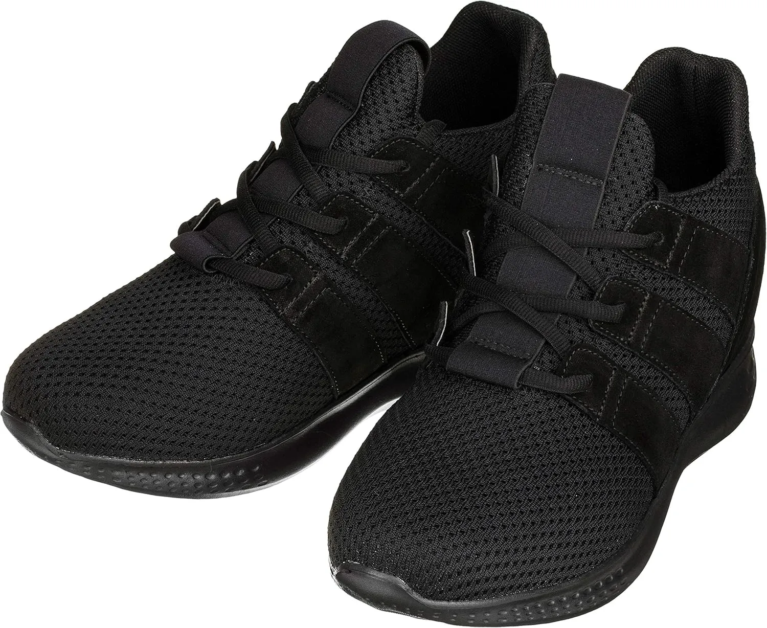 CALTO Men's Invisible Height Increasing Elevator Shoes - Black Mesh Super Lightweight Lace-up Sporty Trainer Sneakers - 3 Inches Taller - H1901 - Size 11 D(M) US
