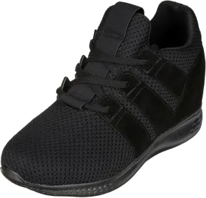 CALTO Men's Invisible Height Increasing Elevator Shoes - Black Mesh Super Lightweight Lace-up Sporty Trainer Sneakers - 3 Inches Taller - H1901 - Size 11 D(M) US