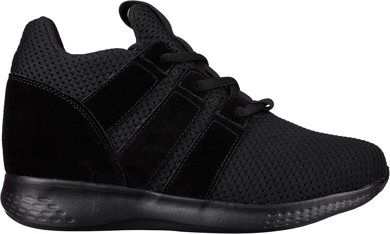 CALTO Men's Invisible Height Increasing Elevator Shoes - Black Mesh Super Lightweight Lace-up Sporty Trainer Sneakers - 3 Inches Taller - H1901 - Size 11 D(M) US