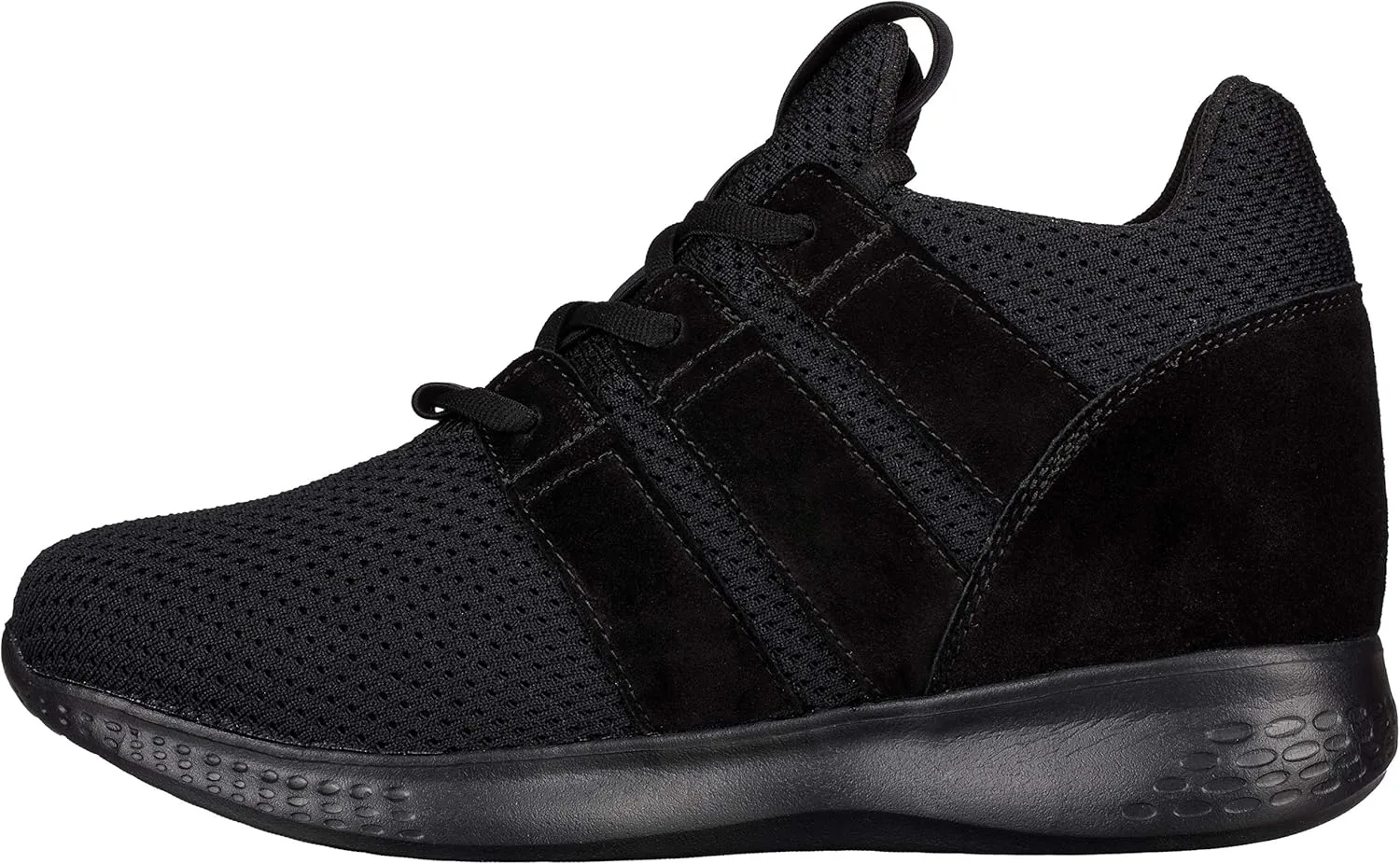 CALTO Men's Invisible Height Increasing Elevator Shoes - Black Mesh Super Lightweight Lace-up Sporty Trainer Sneakers - 3 Inches Taller - H1901 - Size 11 D(M) US
