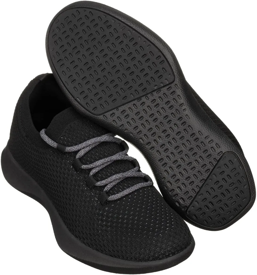 CALTO Men's Invisible Height Increasing Elevator Shoes - Black Ultra Lightweight Sporty Sneakers - 2.4 Inches Taller - Q081 - Size 9 D(M) US
