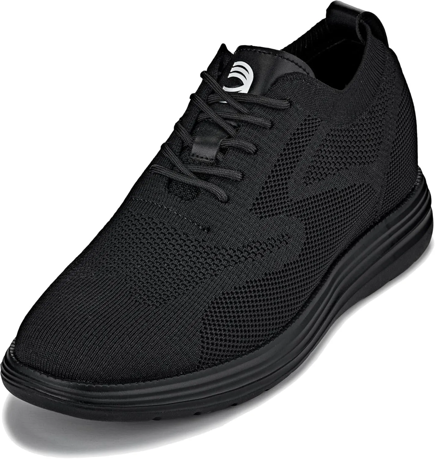CALTO Men's Invisible Height Increasing Elevator Shoes - Black/Black Sole Ultra Light-Weight Lace-up Knitted Sporty Walker - 2.8 Inches Taller - X2631 - Size 12 D(M) US