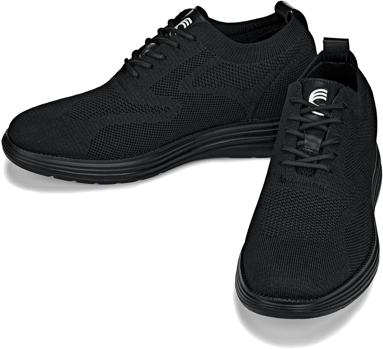 CALTO Men's Invisible Height Increasing Elevator Shoes - Black/Black Sole Ultra Light-Weight Lace-up Knitted Sporty Walker - 2.8 Inches Taller - X2631 - Size 12 D(M) US