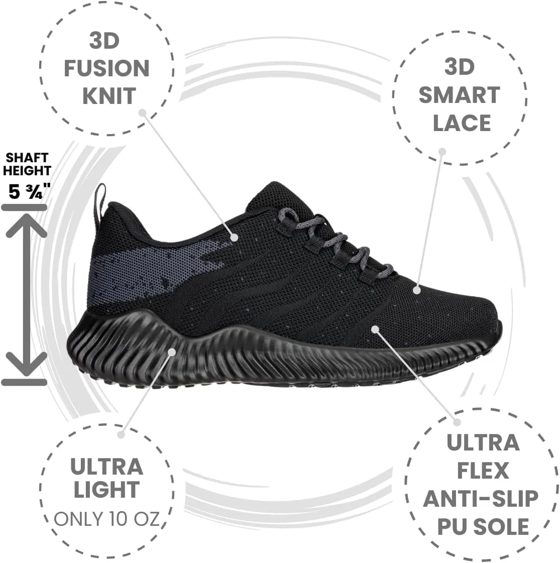 CALTO Men's Invisible Height Increasing Elevator Shoes - Black/Grey Ultra Lightweight Sporty Sneakers - 2.8 Inches Taller - Q216 - Size 10 D(M) US