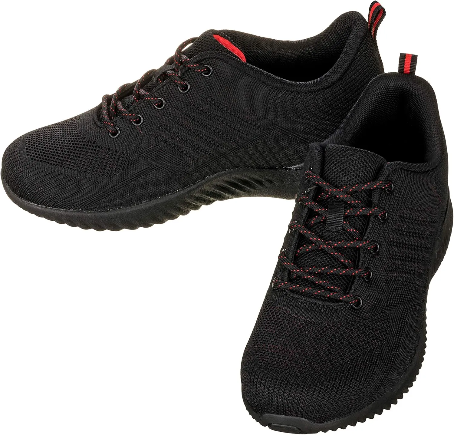 CALTO Men's Invisible Height Increasing Elevator Shoes - Black/Red Ultra Lightweight Sporty Sneakers - 2.6 Inches Taller - Q211 - Size 8.5 D(M) US