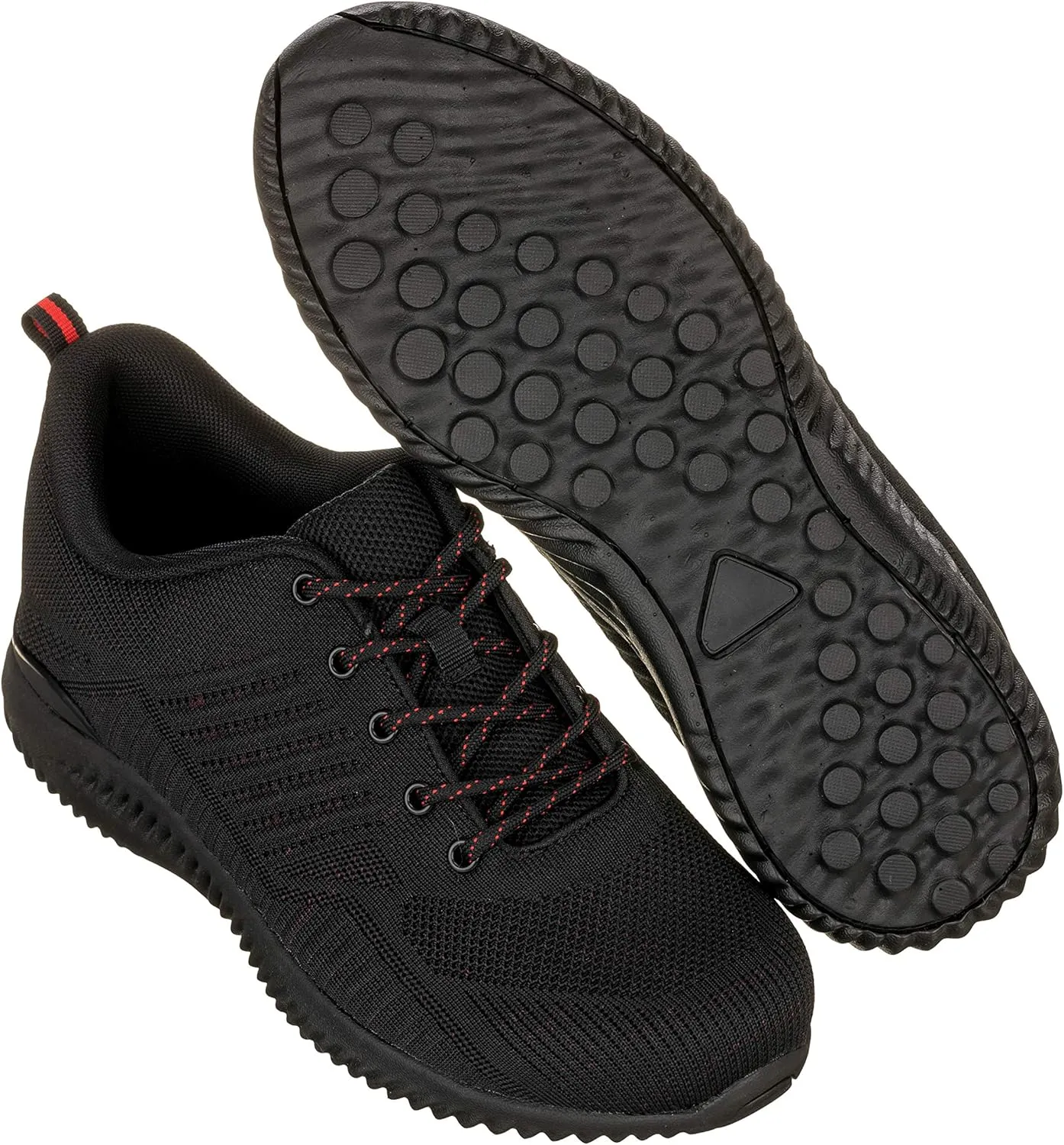 CALTO Men's Invisible Height Increasing Elevator Shoes - Black/Red Ultra Lightweight Sporty Sneakers - 2.6 Inches Taller - Q211 - Size 8.5 D(M) US