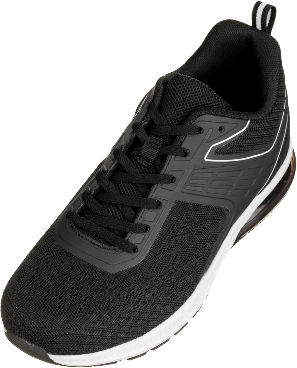 CALTO Men's Invisible Height Increasing Elevator Shoes - Black/White Super Lightweight Sporty Sneakers - 2.4 Inches Taller - Q231 - Size 13 D(M) US