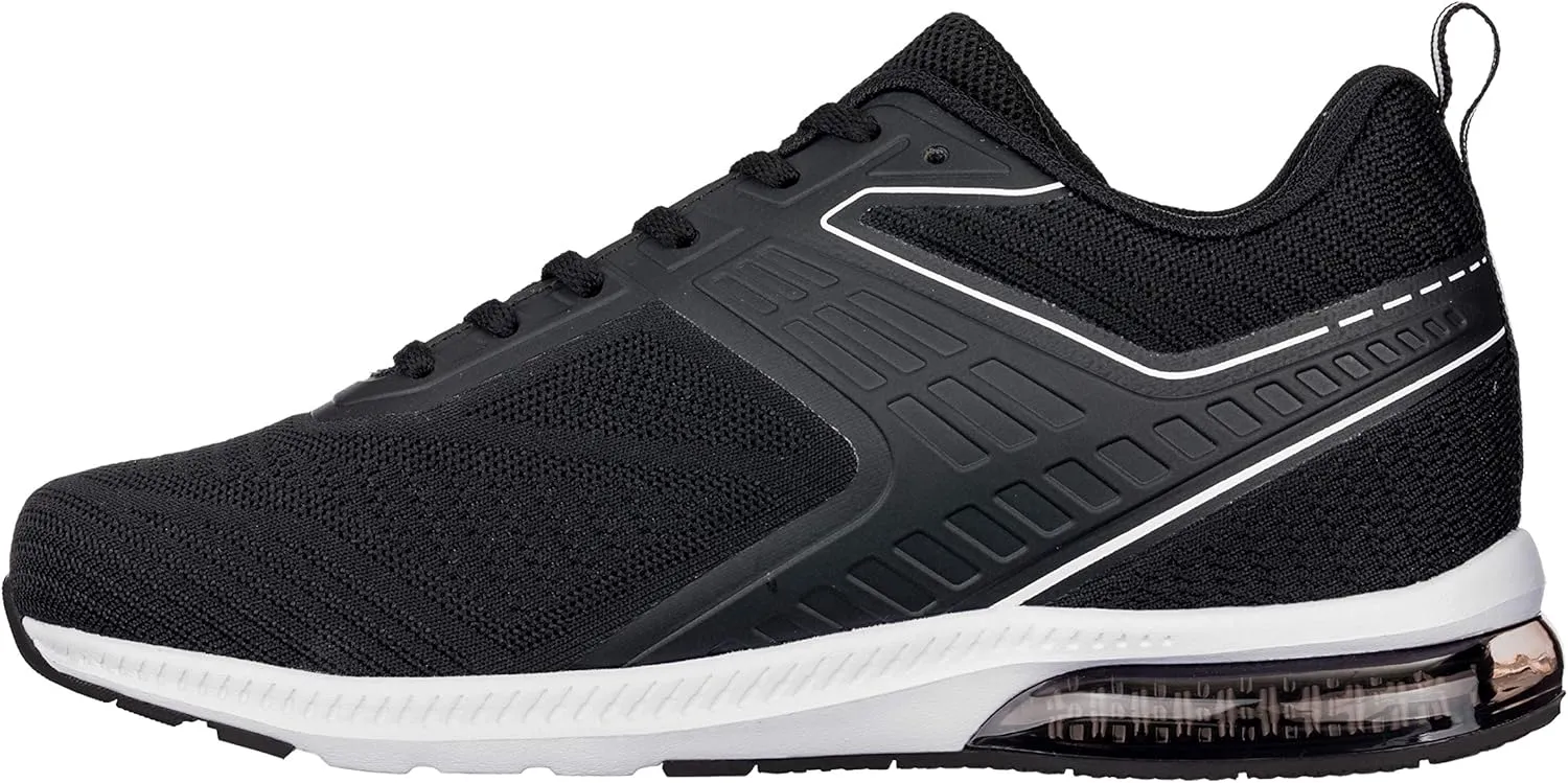 CALTO Men's Invisible Height Increasing Elevator Shoes - Black/White Super Lightweight Sporty Sneakers - 2.4 Inches Taller - Q231 - Size 13 D(M) US