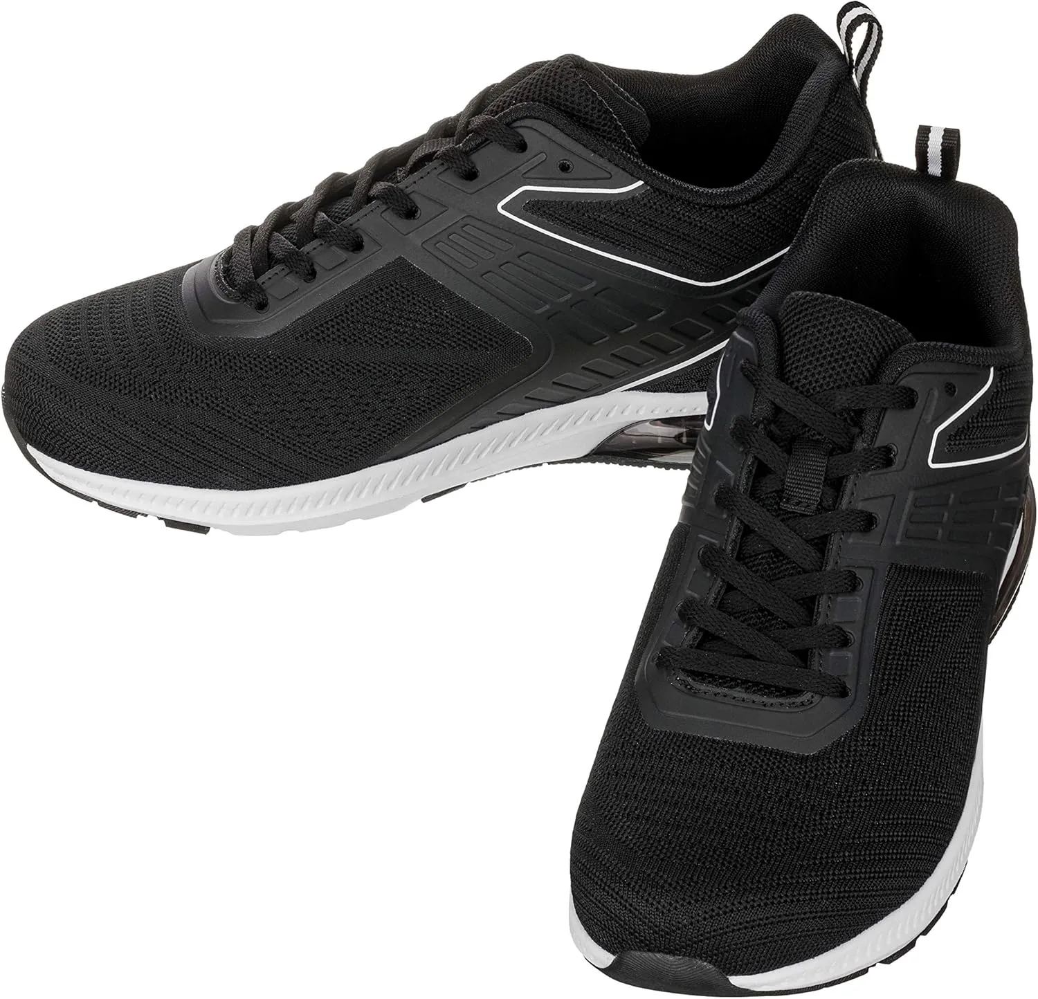 CALTO Men's Invisible Height Increasing Elevator Shoes - Black/White Super Lightweight Sporty Sneakers - 2.4 Inches Taller - Q231 - Size 13 D(M) US