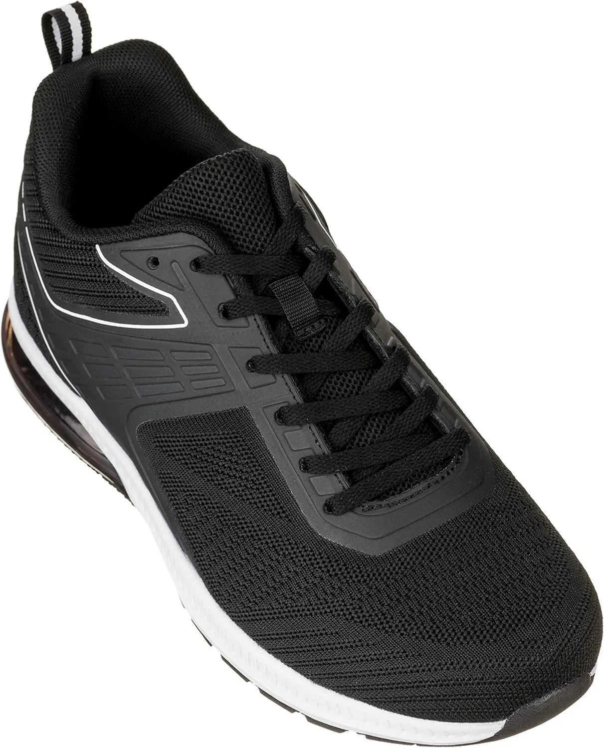 CALTO Men's Invisible Height Increasing Elevator Shoes - Black/White Super Lightweight Sporty Sneakers - 2.4 Inches Taller - Q231 - Size 13 D(M) US