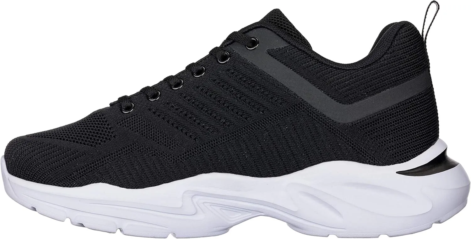 CALTO Men's Invisible Height Increasing Elevator Shoes - Black/White Super Lightweight Sporty Sneakers - 2.6 Inches Taller - Q330 - Size 9 D(M) US
