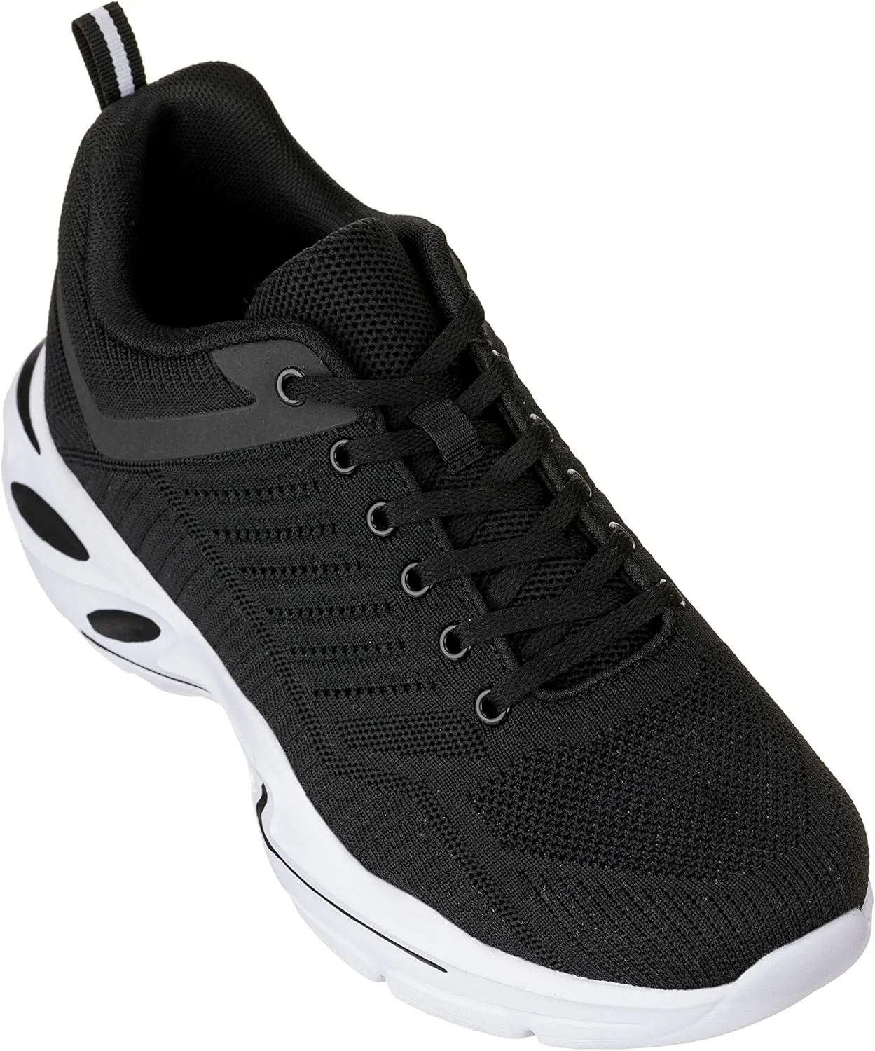 CALTO Men's Invisible Height Increasing Elevator Shoes - Black/White Super Lightweight Sporty Sneakers - 2.6 Inches Taller - Q330 - Size 9 D(M) US