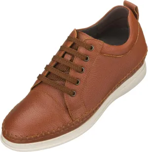 CALTO Men's Invisible Height Increasing Elevator Shoes - Dark Brown Leather Lace-up Casual Fashion Sneakers - 3 Inches Taller - S4313 - Size 8 D(M) US