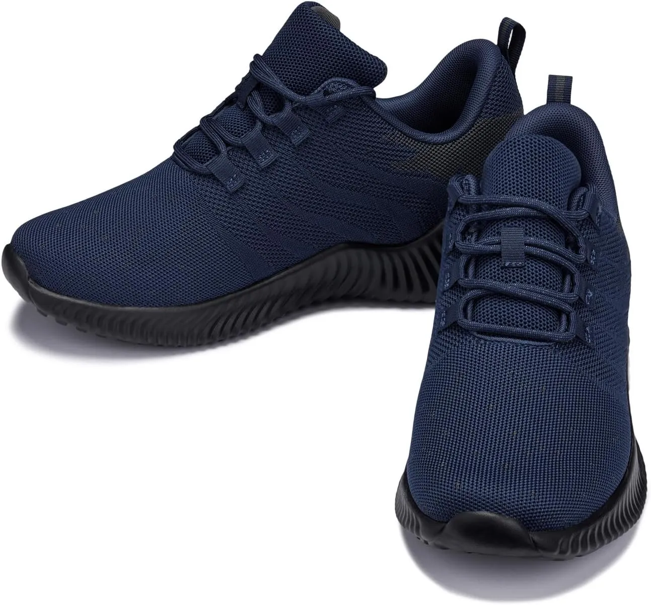 CALTO Men's Invisible Height Increasing Elevator Shoes - Navy/Blue Ultra Feather Lightweight Sporty Sneakers - 2.8 Inches Taller - Q217 - Size 10 D(M) US