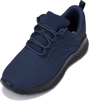 CALTO Men's Invisible Height Increasing Elevator Shoes - Navy/Blue Ultra Feather Lightweight Sporty Sneakers - 2.8 Inches Taller - Q217 - Size 11 D(M) US