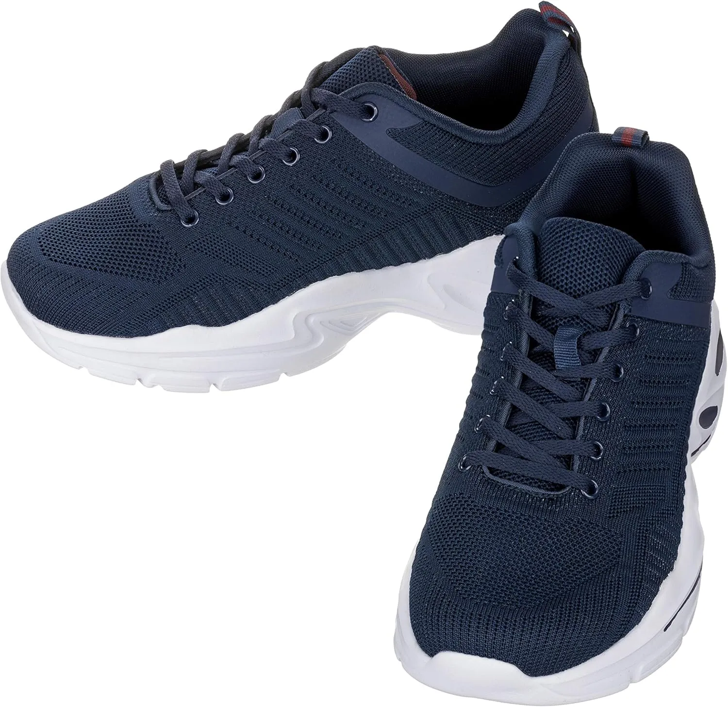 CALTO Men's Invisible Height Increasing Elevator Shoes - Navy/White Super Lightweight Sporty Sneakers - 2.6 Inches Taller - Q331 - Size 8 D(M) US