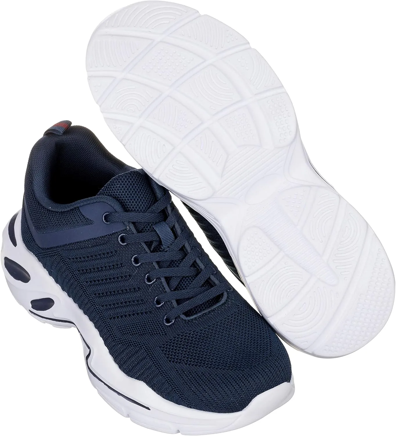 CALTO Men's Invisible Height Increasing Elevator Shoes - Navy/White Super Lightweight Sporty Sneakers - 2.6 Inches Taller - Q331 - Size 8 D(M) US