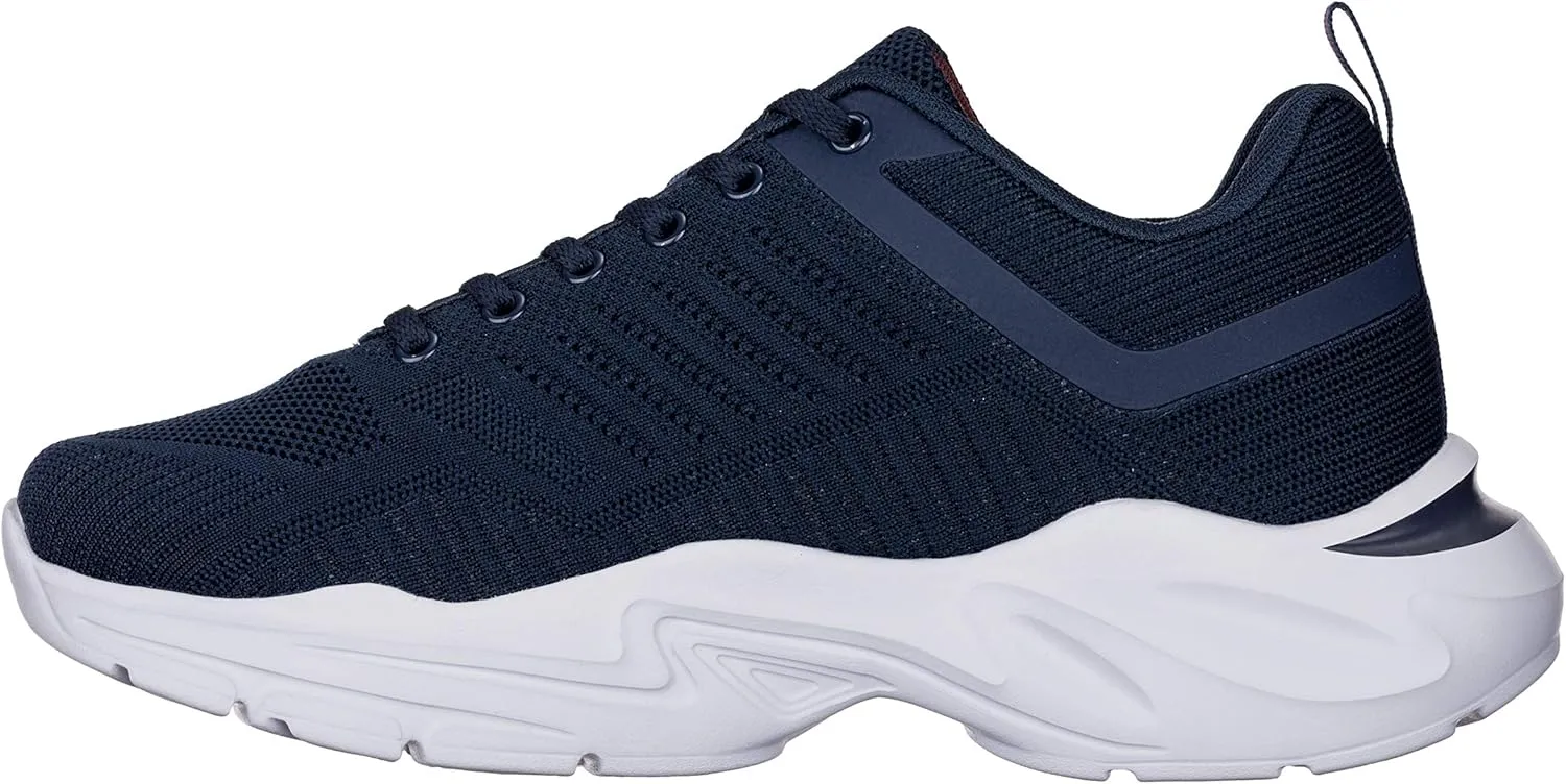 CALTO Men's Invisible Height Increasing Elevator Shoes - Navy/White Super Lightweight Sporty Sneakers - 2.6 Inches Taller - Q331 - Size 8 D(M) US