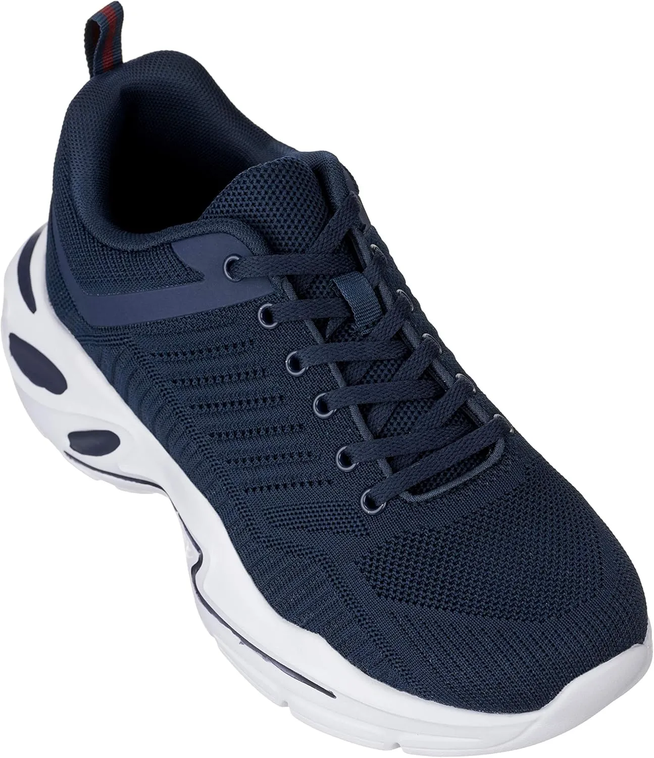 CALTO Men's Invisible Height Increasing Elevator Shoes - Navy/White Super Lightweight Sporty Sneakers - 2.6 Inches Taller - Q331 - Size 8 D(M) US